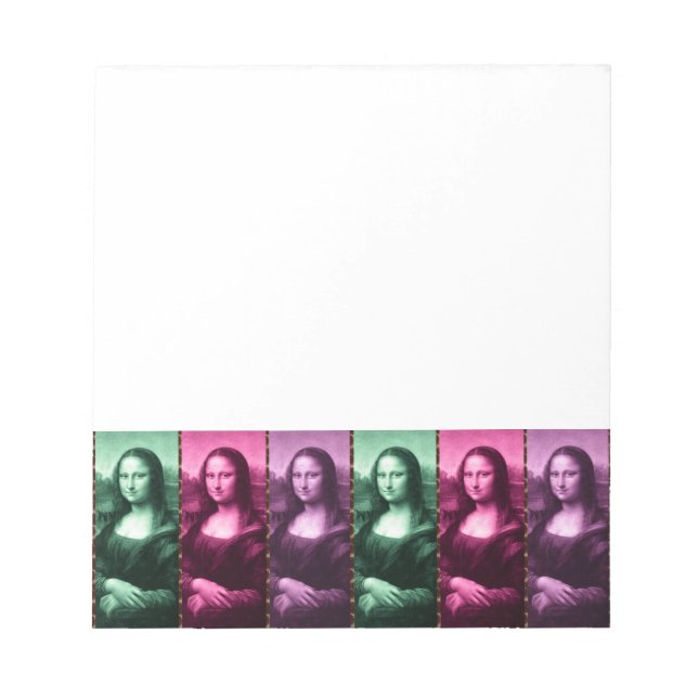 Bloco De Notas Mona Lisa Animal Imprime Púrpura Rosa Verde (Frente)