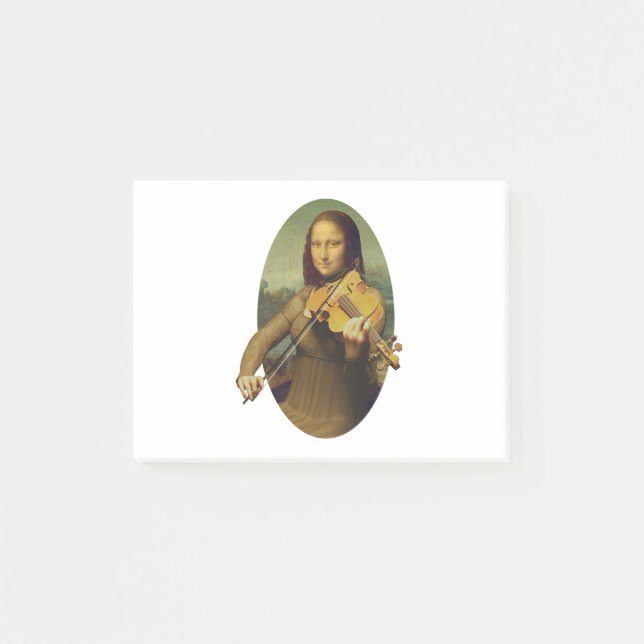 Bloco De Notas Mona Lisa Praticando Violino ou Viola (Frente)