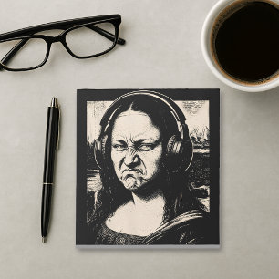 Bloco De Notas Mona Lisa Rosto de Bass Funny Amantes de Música DJ