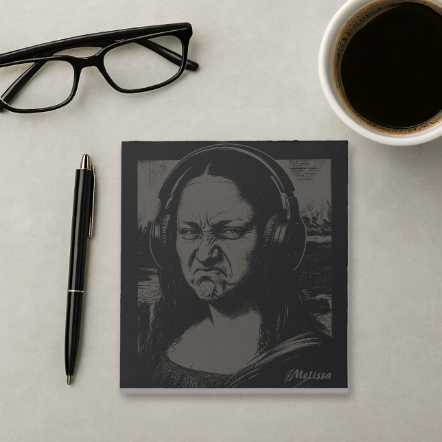 Bloco De Notas Mona Lisa Rosto de Bateria Amantes de Música DJs E (Criador carregado)