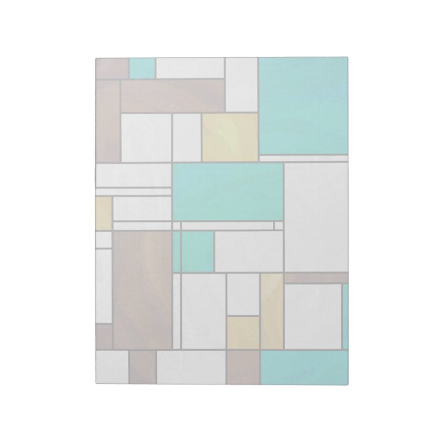 Bloco De Notas Mondrian Brown Yellow Teal Impressão (Invertido)