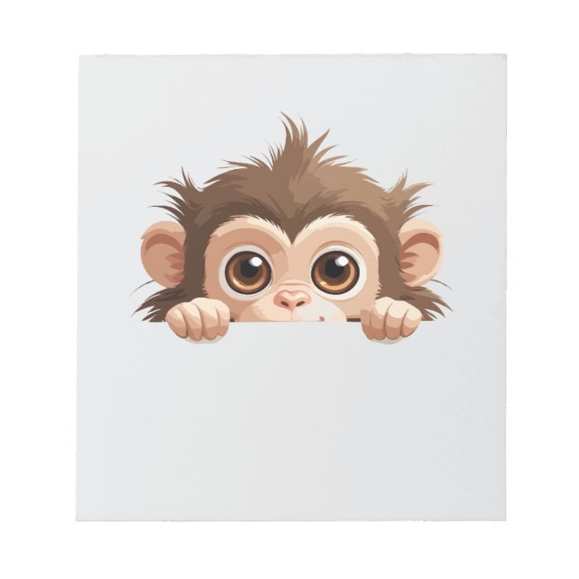 Bloco De Notas Monkey Peeking Bonito Adorável Cartografia De Anim (Frente)