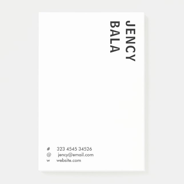 Bloco De Notas Monochrome Modern Minimal Black White Design (Frente)