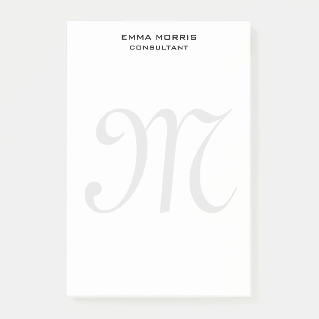 Bloco De Notas Monogram Modern Simple Minimalist Plain (Frente)