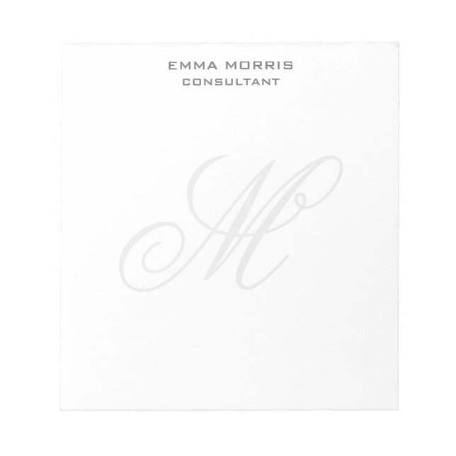 Bloco De Notas Monogram Modern Simple Minimalist Plain (Frente)