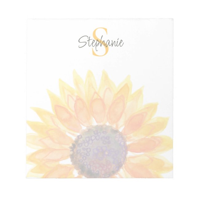 Bloco De Notas Monogram Name Sunflower  (Frente)