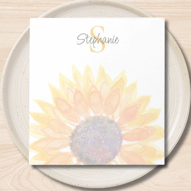 Bloco De Notas Monogram Name Sunflower  (Criador carregado)