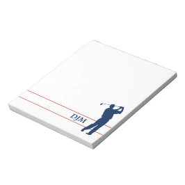 Bloco De Notas Monogram Navy Blue Silhouette Golfer