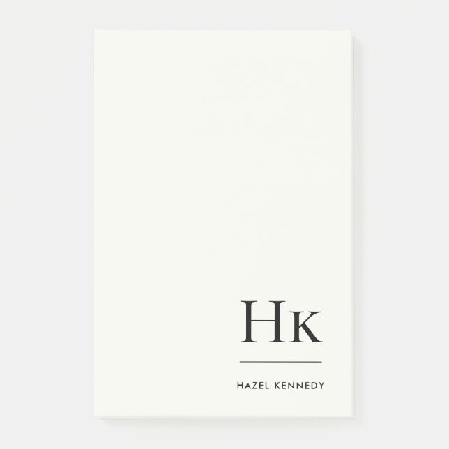 Bloco De Notas Monogram Simple Modern Ivory White Monogrammed (Frente)