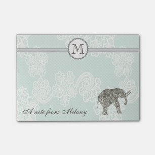 Bloco De Notas Monograma à moda elegante bonito do elefante do