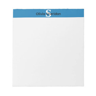 Bloco de Notas Monograma Azul e Branco