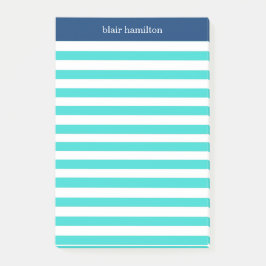 Bloco De Notas Monograma Azul Listrado Bonito