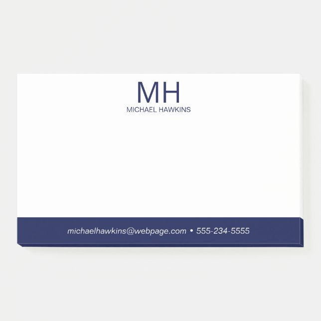 Bloco De Notas Monograma Azul Marinho Masculino (Frente)
