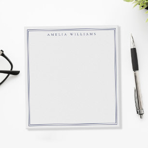 Bloco De Notas Monograma Azul Minimalista com Duas Bordas