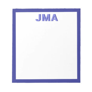 Bloco De Notas Monograma Azul Moderno Simples