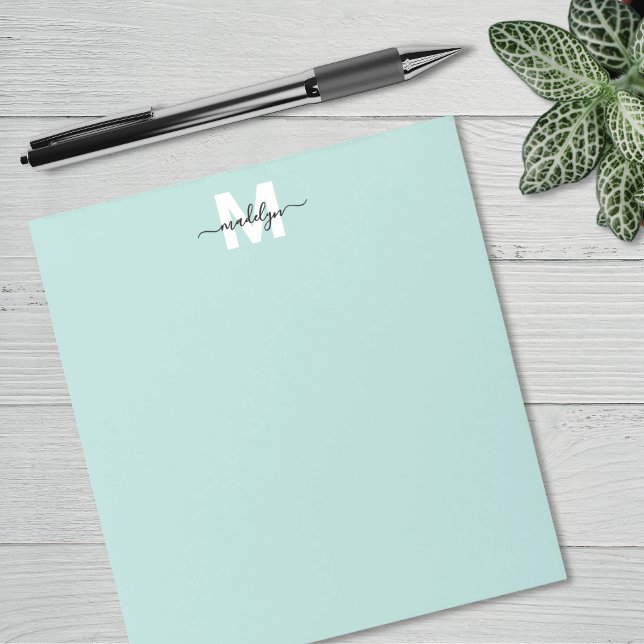 Bloco De Notas Monograma Azul Turquesa (Teal Blue Monogram Notepad)