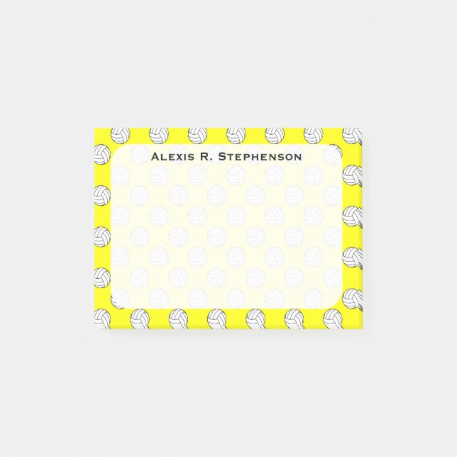 Bloco De Notas Monograma - Bolas de Voleibol Amarelo (Frente)
