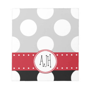 Bloco De Notas Monograma - bolinhas, teste padrão pontilhado -