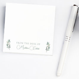 Bloco De Notas Monograma Botânico Chic Eucalyptus Leaf Green