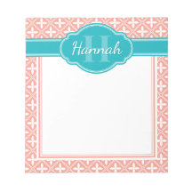 Monograma branco cor-de-rosa de latice floral