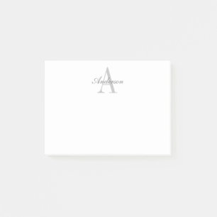 Bloco De Notas Monograma branco e Cinza elegante