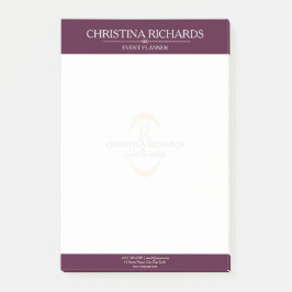 Bloco De Notas Monograma Burgundy Modern Elegant Business
