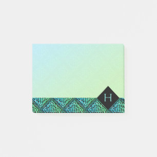 Bloco De Notas Monograma Celtic Knot Diamond Blue Posto verde