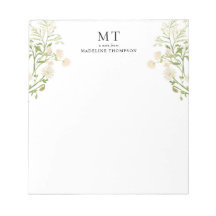 Monograma Clássico de Flor Silvestre Floral Branco