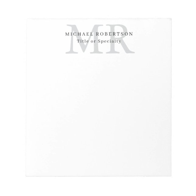 Bloco De Notas Monograma Clássico Profissional Minimalista Simple (Frente)