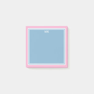 Bloco De Notas Monograma com Bordas Rosa Azul