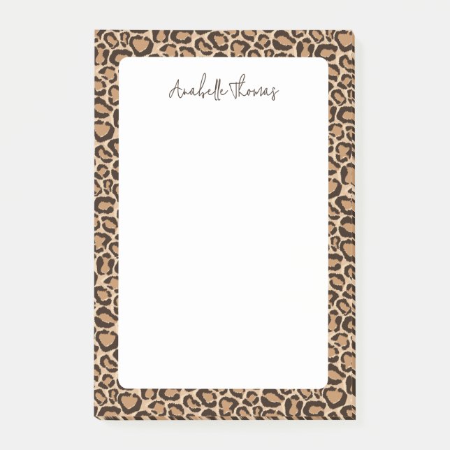 Bloco De Notas Monograma com Estampa de Leopardo (Frente)