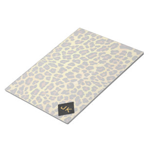 Bloco De Notas Monograma com Leopardo Castanho e Amarelo