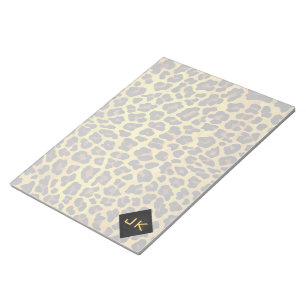 Bloco De Notas Monograma com Leopardo Marrom e Amarelo