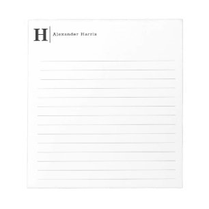 Bloco De Notas Monograma Comercial de Linha Simples Moderno Preto