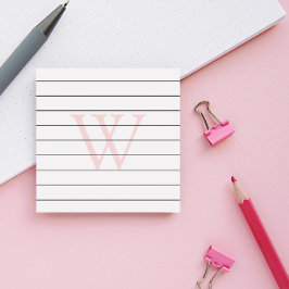 Bloco De Notas Monograma Cor-de-Rosa Esbranquiçada Vinculado