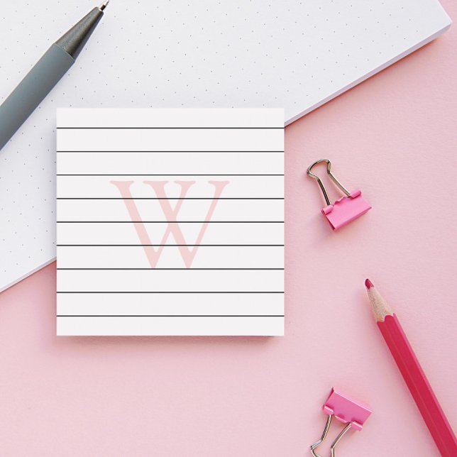 Bloco De Notas Monograma Cor-de-Rosa Esbranquiçada Vinculado (Criador carregado)