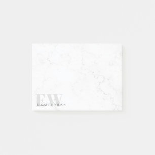 Bloco De Notas Monograma da Cinza de Pedra Simples Marble Elegant