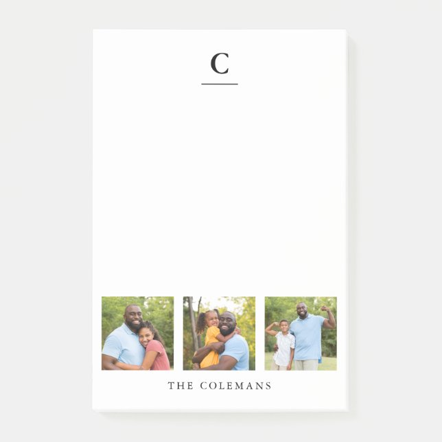 Bloco De Notas Monograma da família de várias fotos (Frente)