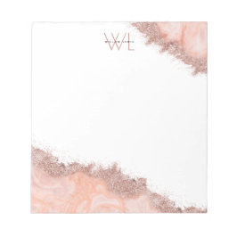 Bloco De Notas Monograma da Glitter do Gito do Agite Rosa com Lâm
