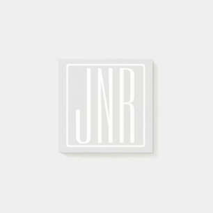 Bloco De Notas Monograma de 3 iniciais branco & muito claro -