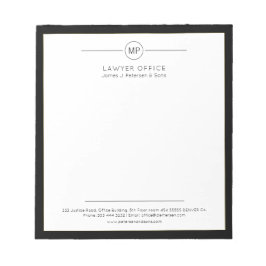 Bloco De Notas Monograma de advogado preto e branco de escritório