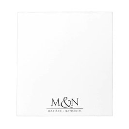 Bloco De Notas Monograma de Ampersand do casal Recém-casado