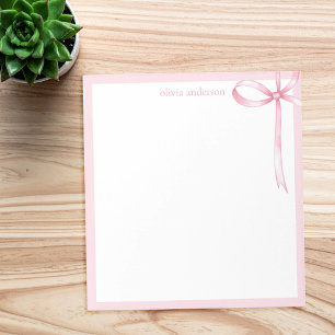 Bloco De Notas Monograma de Arco Mínimo Elegante Rosa