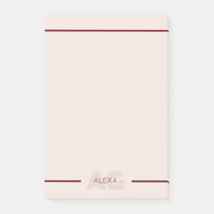 Bloco De Notas Monograma de Beige Moderno e Vinho