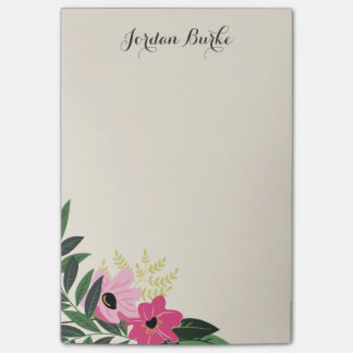 Bloco De Notas Monograma de Borda Floral Chic