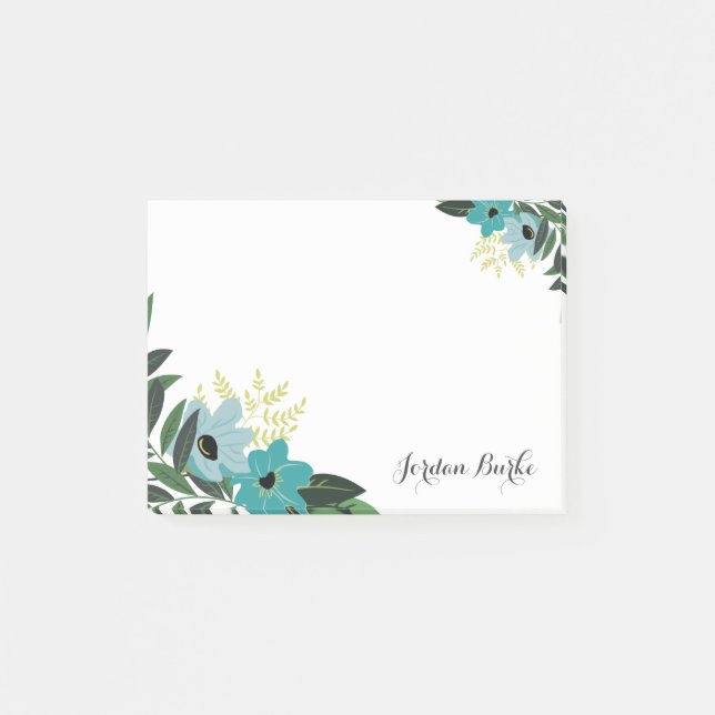 Bloco De Notas Monograma de Borda Floral Chic (Frente)