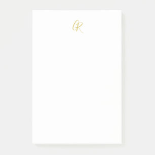 Bloco De Notas Monograma de Caligrafia Cor Dourada Moderno Simple