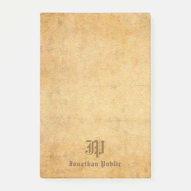 Bloco De Notas Monograma de Caligrafia Elegante Modelo de Nostalg (Frente)