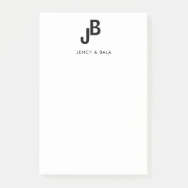 Bloco De Notas Monograma de Casal Preto e Branco Elegante