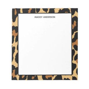 Bloco De Notas Monograma de Estampa de Animal Leopardo Guepardo